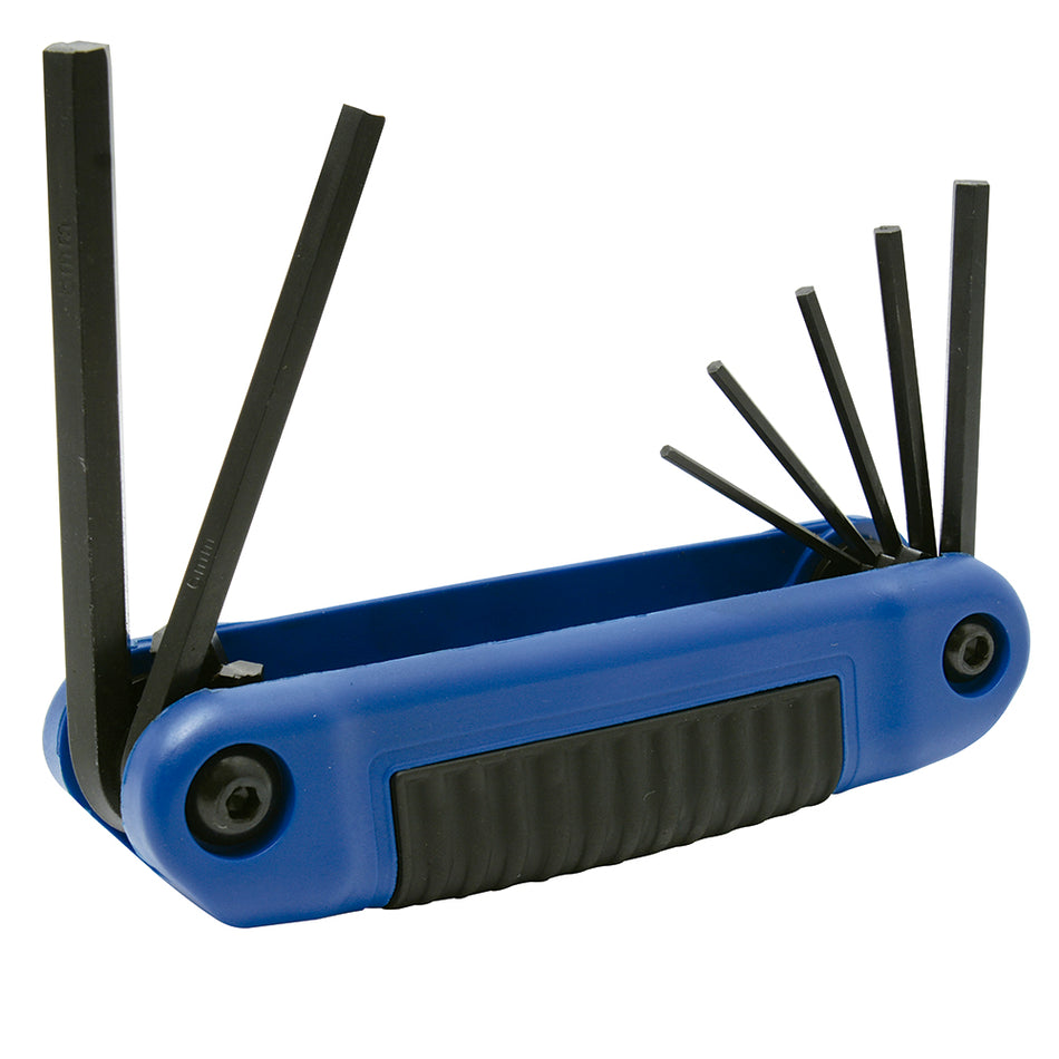 Juego de llaves hexagonales tipo navaja métricas 2 a 8 mm estuche bimaterial, 7 pz Urrea 4977BM