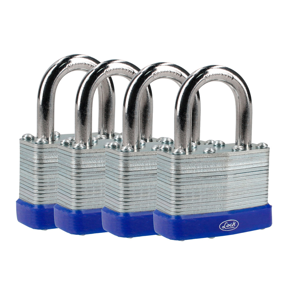 Juego de candados laminados 40 mm, llave estándar, 4 piezas Lock J4CLA