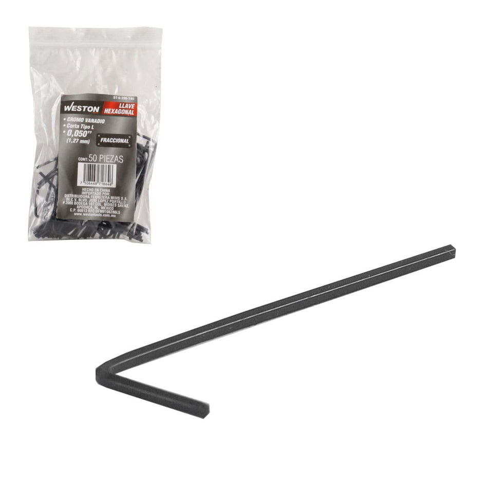 LLAVE HEXAGONAL L CORTA .050" (PRECIO X