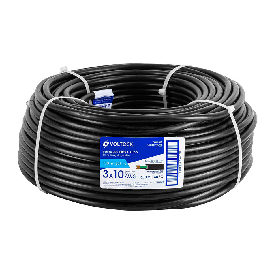 Metro de cable uso extra rudo 3 x 10 AWG