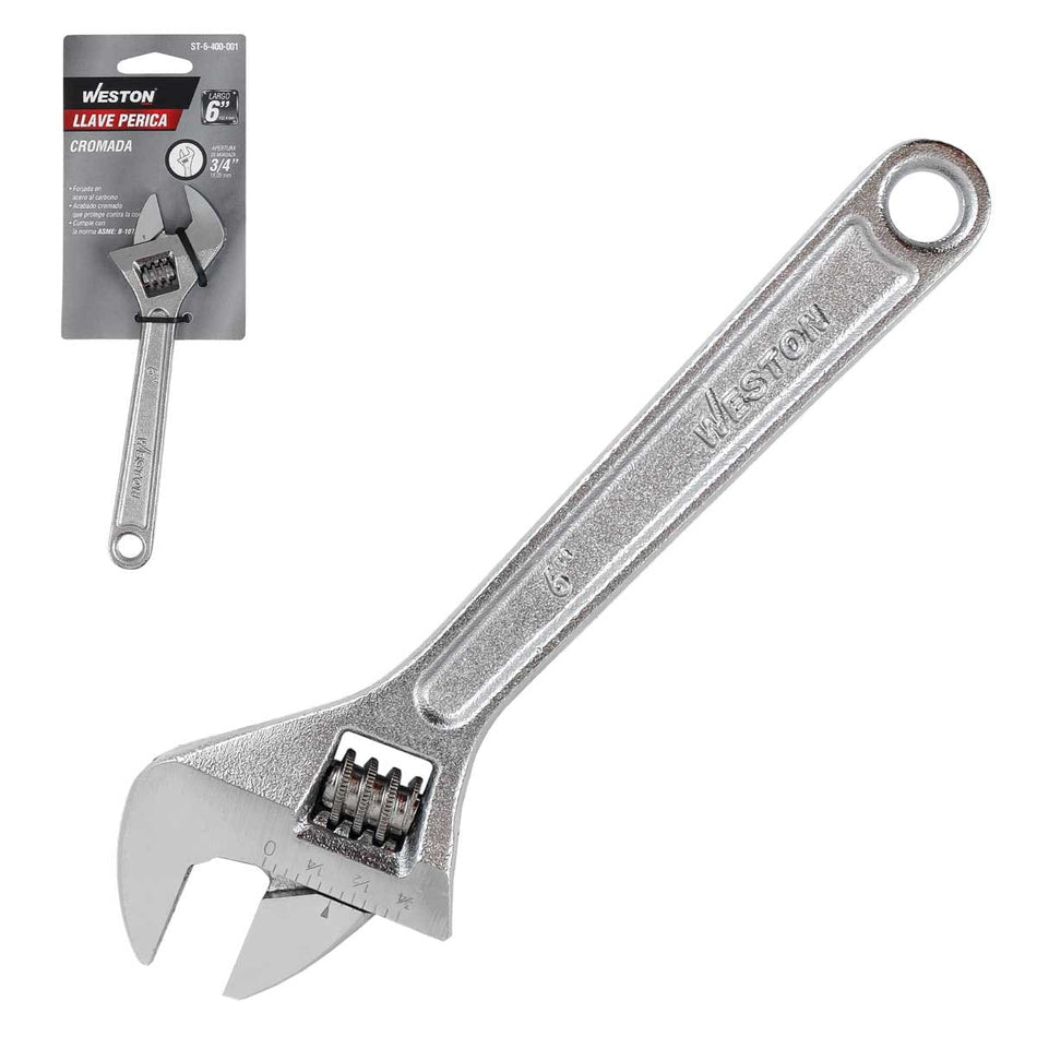 LLAVE PERICA CROMADA 6", WESTON