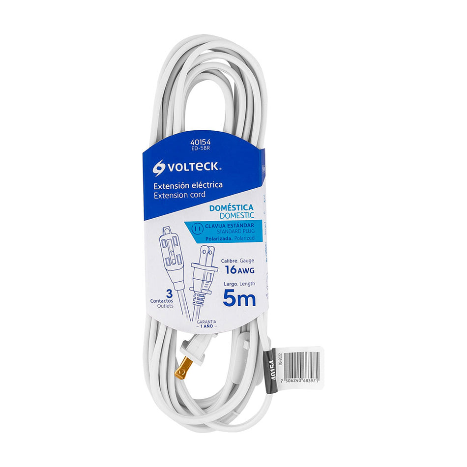 Extensión eléctrica doméstica 5 m blanca