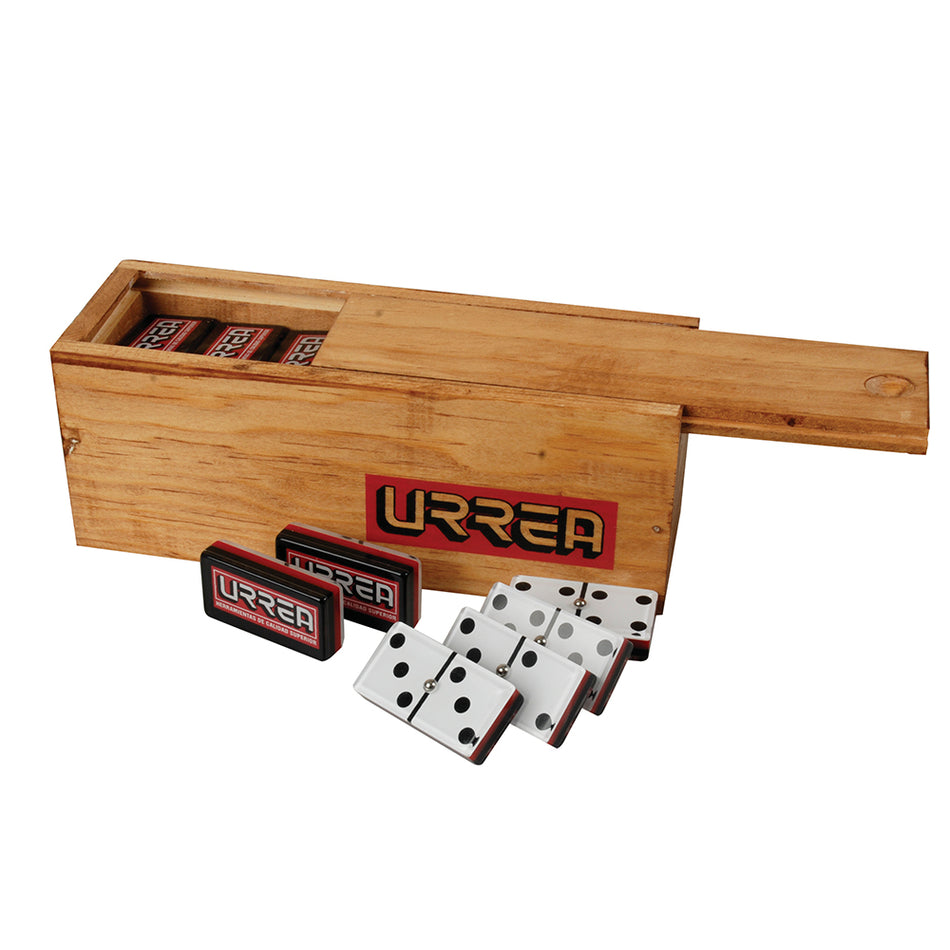 Dominó de acrílico con caja de madera, 28 piezas Urrea DOMU
