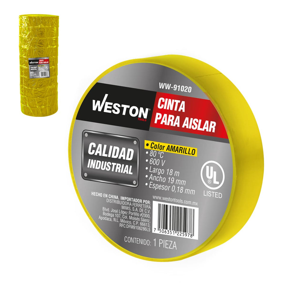 CINTA PARA AISLAR 18 m X 19 mm COLOR AMA