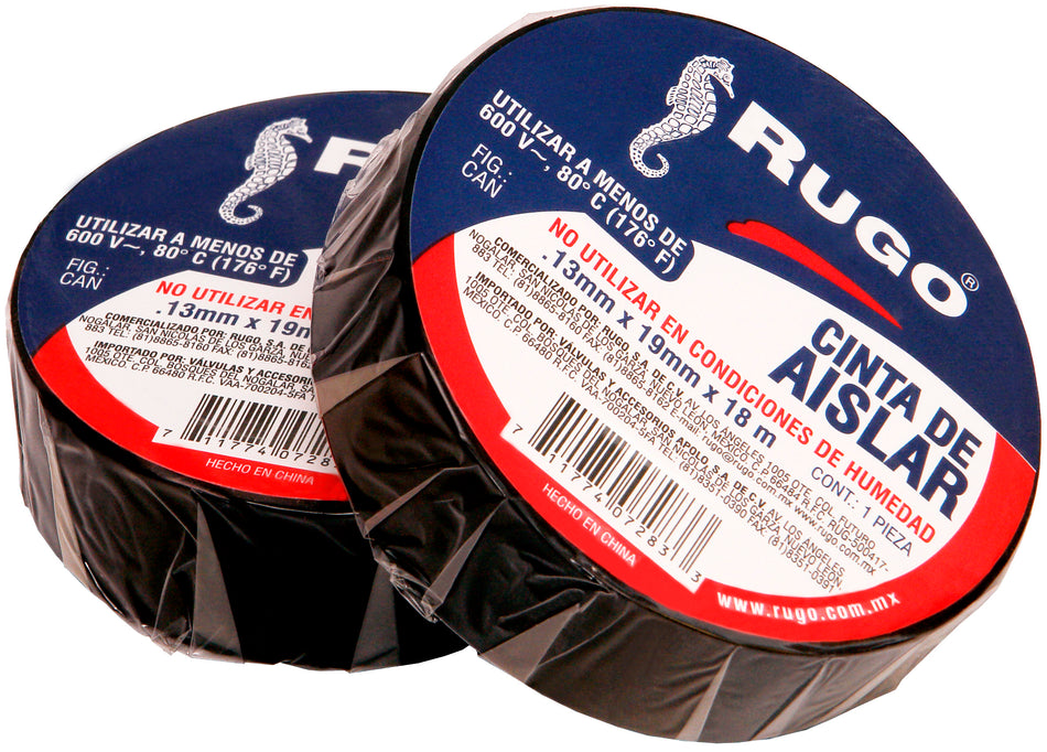 CINTA AISLAR NEGRA .13MM X 19MM X 18M, R