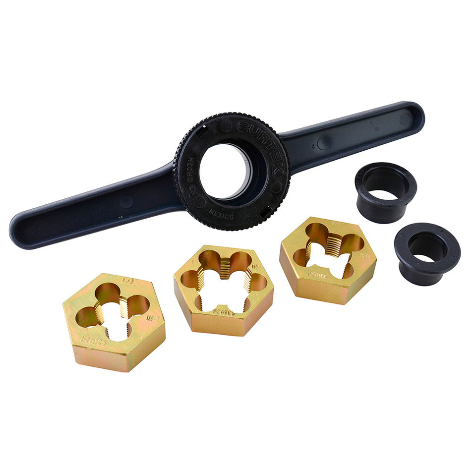 Juego de tarraja para tubo de PVC de 1/2" a 1" NPT,  6 piezas Surtek TMP3