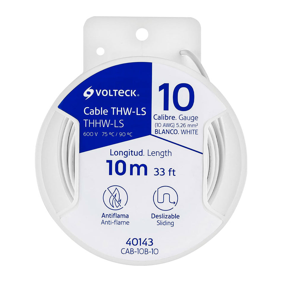 Carrete con 10 m de cable THHW-LS 10 AWG