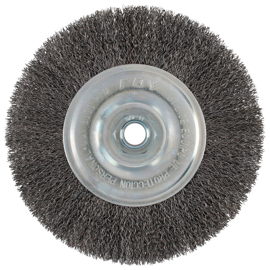 Carda circular ondulada alambre delgado 8" x 0.30 con rosca 5/8" Foy C317