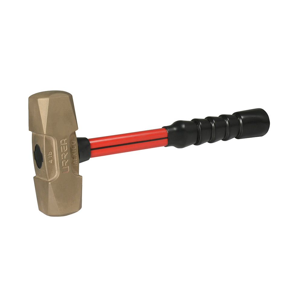 Marro de bronce-aluminio antichispa de 4lb con mango corto de fibra de vidrio 14" Urrea UH68FG