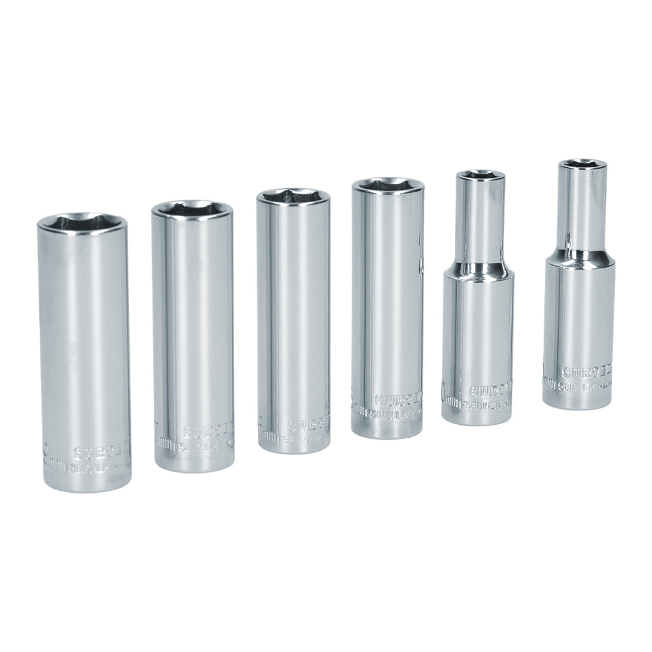 Juego de dados largos cuadro de 1/2", 6 puntas, métricos, 6 piezas Surtek S11M