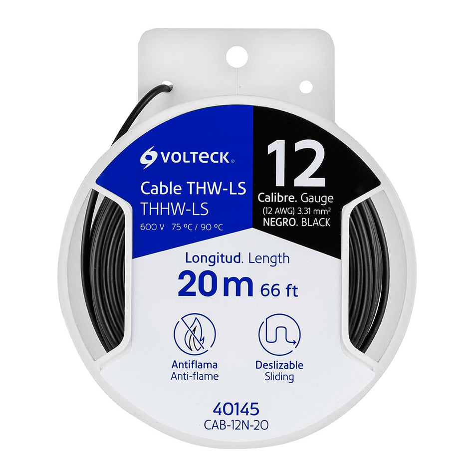 Carrete con 20 m de cable THHW-LS 12 AWG