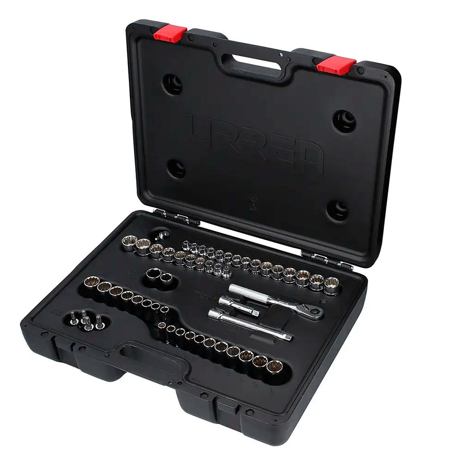 Juego de dados y accesorios cuadro de 3/8" combinado, 54 piezas Urrea 5200PA