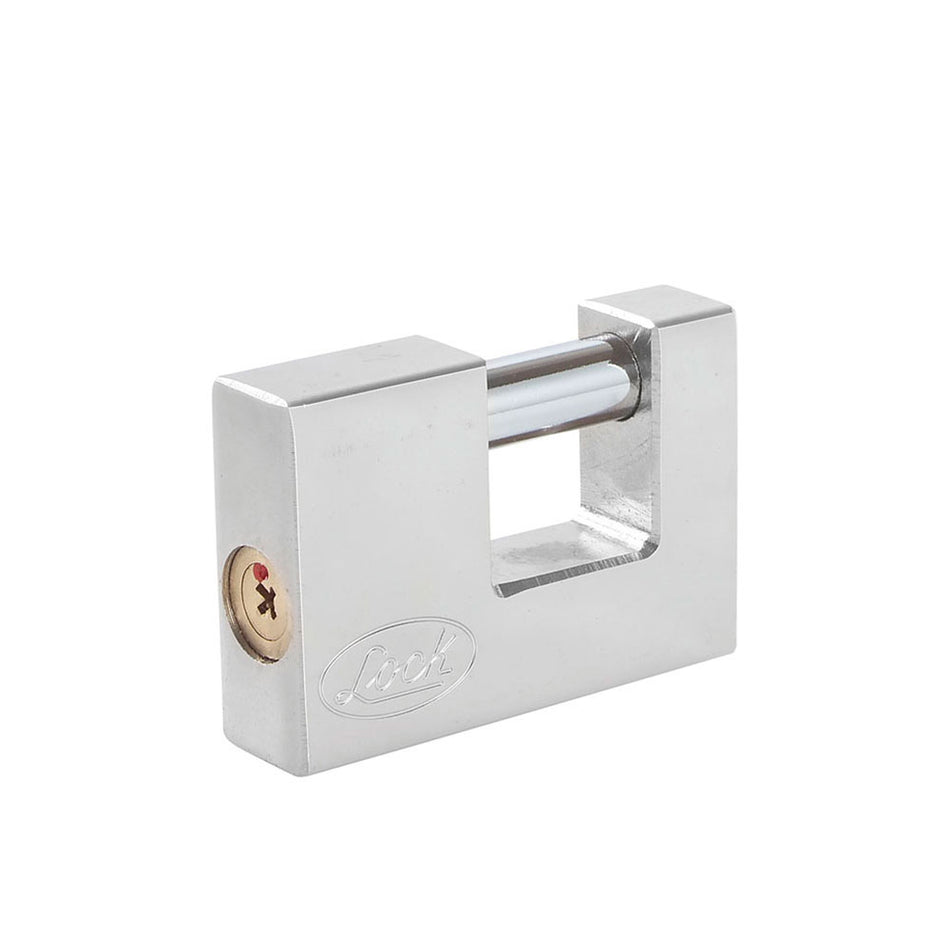 Candado de acero para cortina metálica 70 mm, cromo satinado, llave tetra Lock L22C70TCSB