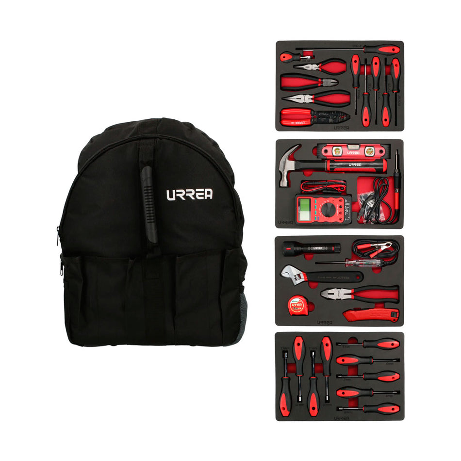 Juego combinado de herramientas para eléctrico 31 piezas, con mochila Urrea JMH05