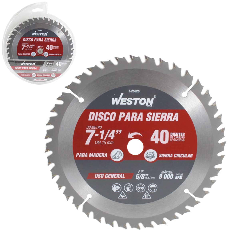DISCO PARA SIERRA CIRCULAR P/MADERA 7-1/