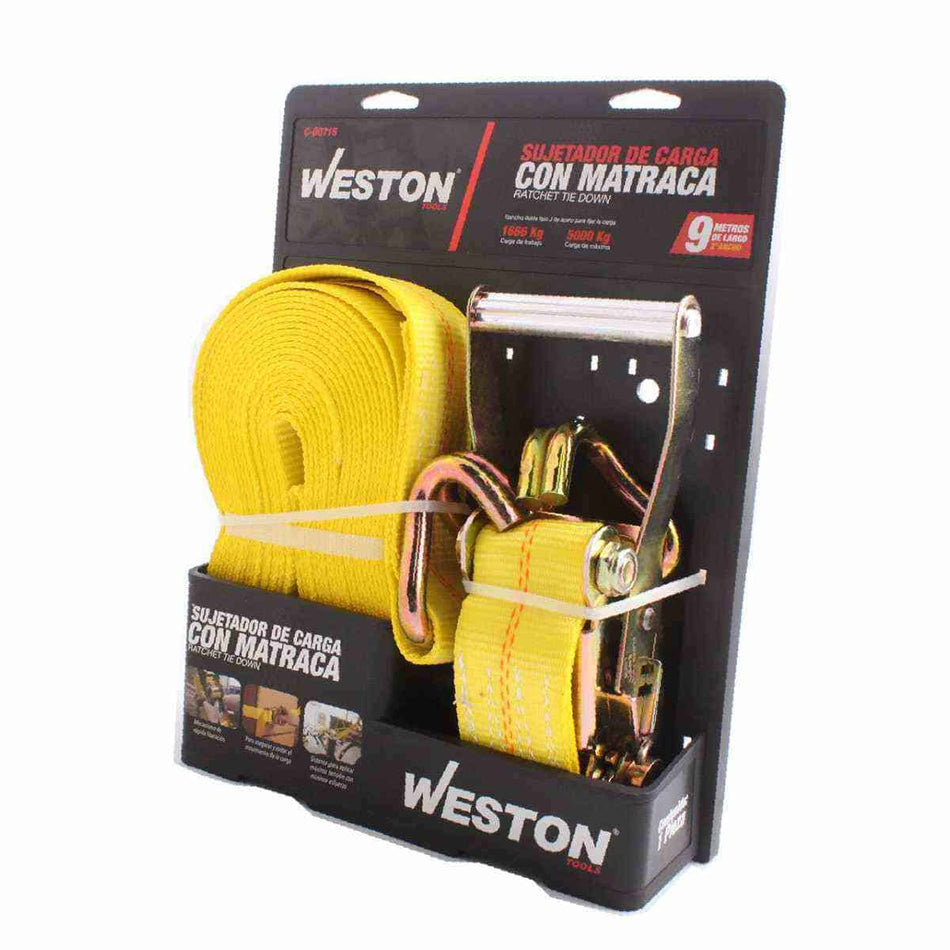 SUJETACARGAS CON MATRACA 2" X 9M, WESTON