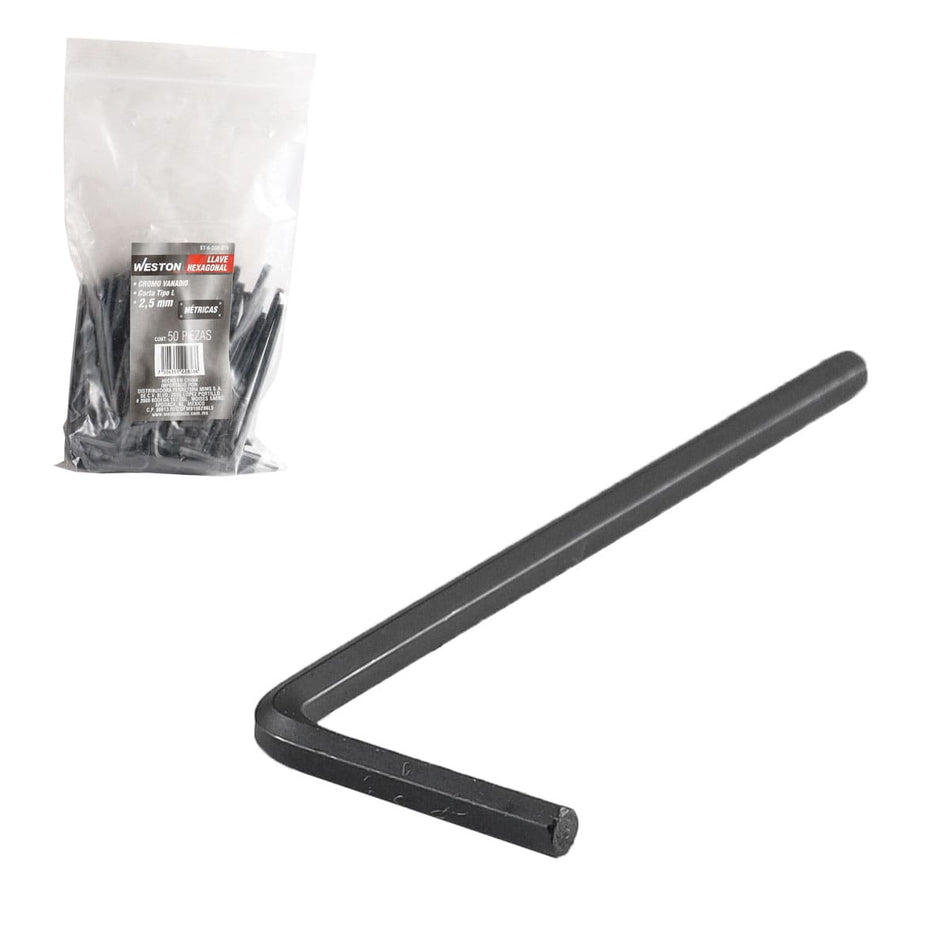 LLAVE HEXAGONAL L CORTA CrV  2;5MM  (PRE