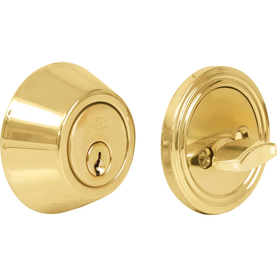Cerrojo residencial función doble, latón brillante, llave estándar, blíster Lock 16CE