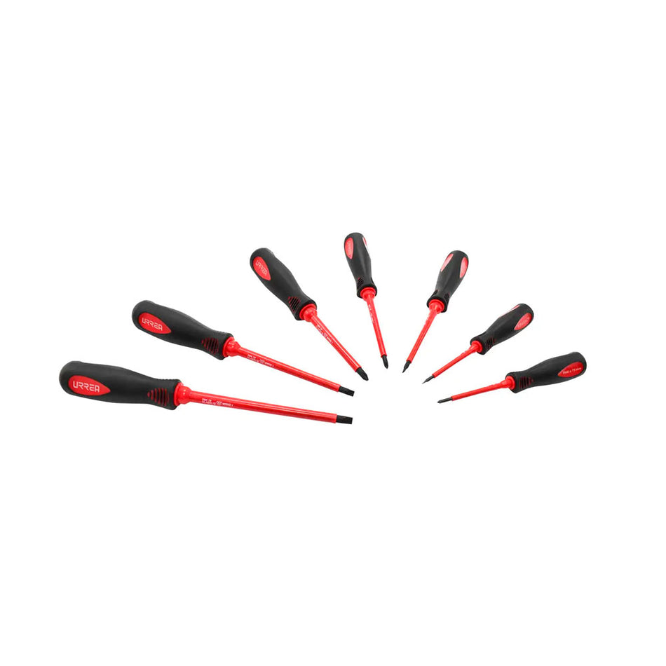 Juego de destornilladores con mango bimaterial 1000 V combinados, 7 piezas Urrea 9700BV