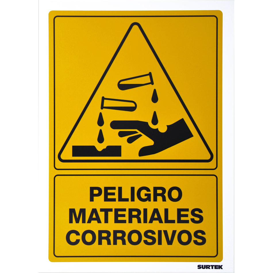 Señal "Peligro materiales corrosivos" Surtek SES29