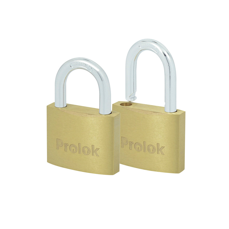 Juego de candados de latón cortos 40 mm, llave estándar, 2 piezas Prolok 10CAP