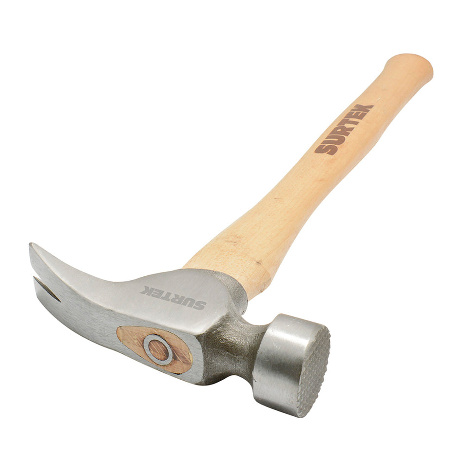 Martillo de uña recta con cabeza frasada tipo california con mango de madera de 16", 25 oz Surtek 425CF