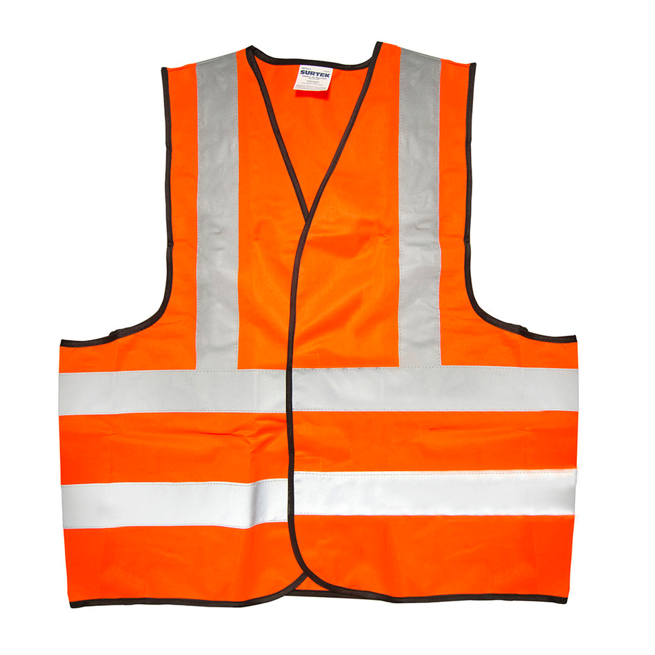 Chaleco de seguridad con cintas reflejantes plateadas naranja unitalla Surtek 137377