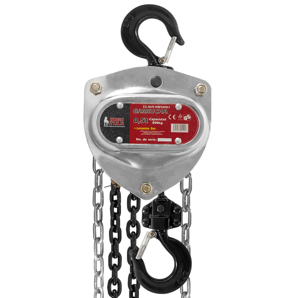 GARRUCHA CROMADA 500 KG X 3 M 4:1 DOGOTULS HB5001