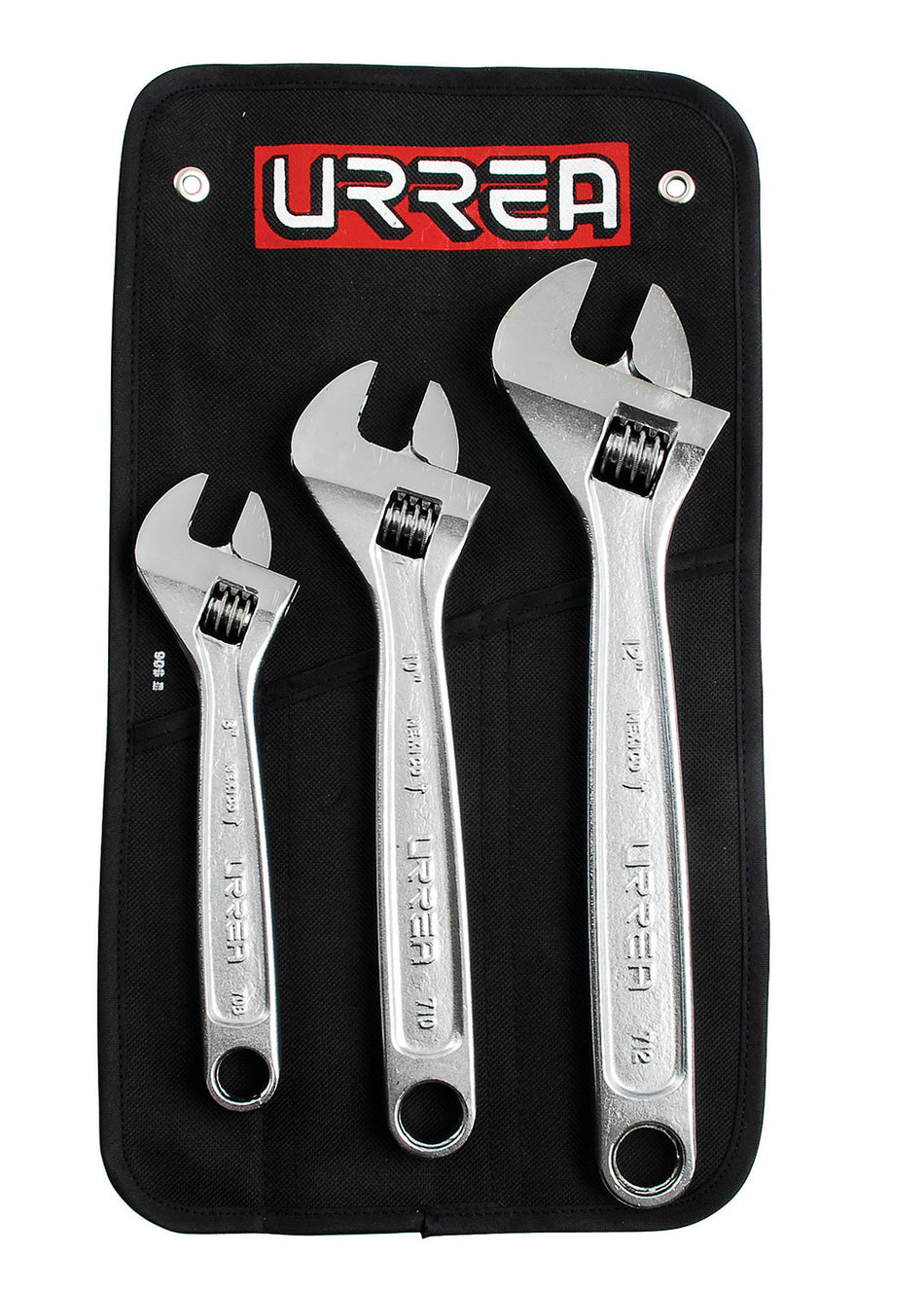 Juego de llaves ajustables cromadas, 3 piezas en estuche Urrea 795