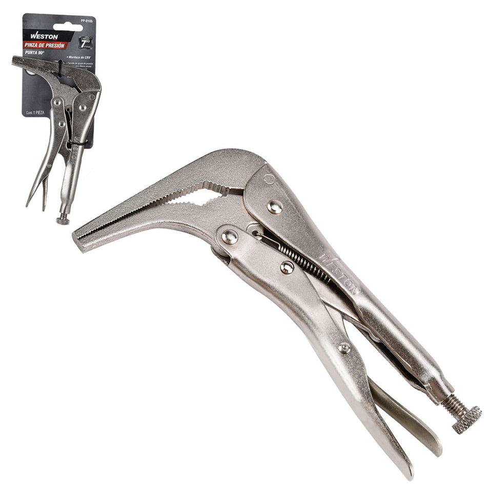 PINZA DE PRESION PUNTA 90 GRADOS 7 (CAJA