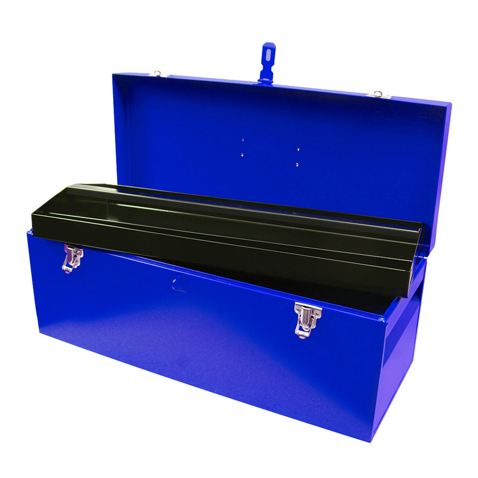 Caja portaherramientas métalica con asa plástica color azul 24" x 9" x 9" Urrea D7A