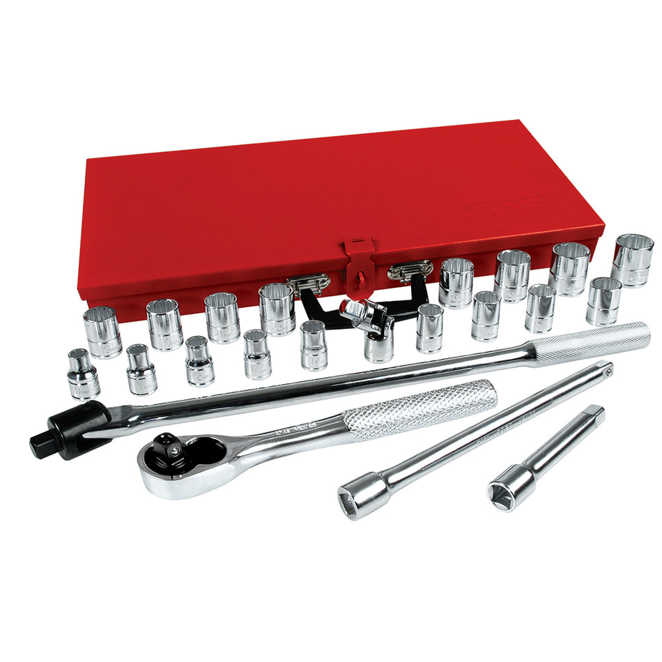 Juego de dados y accesorios cuadro de 1/2" métrico, 23 piezas Urrea 54210