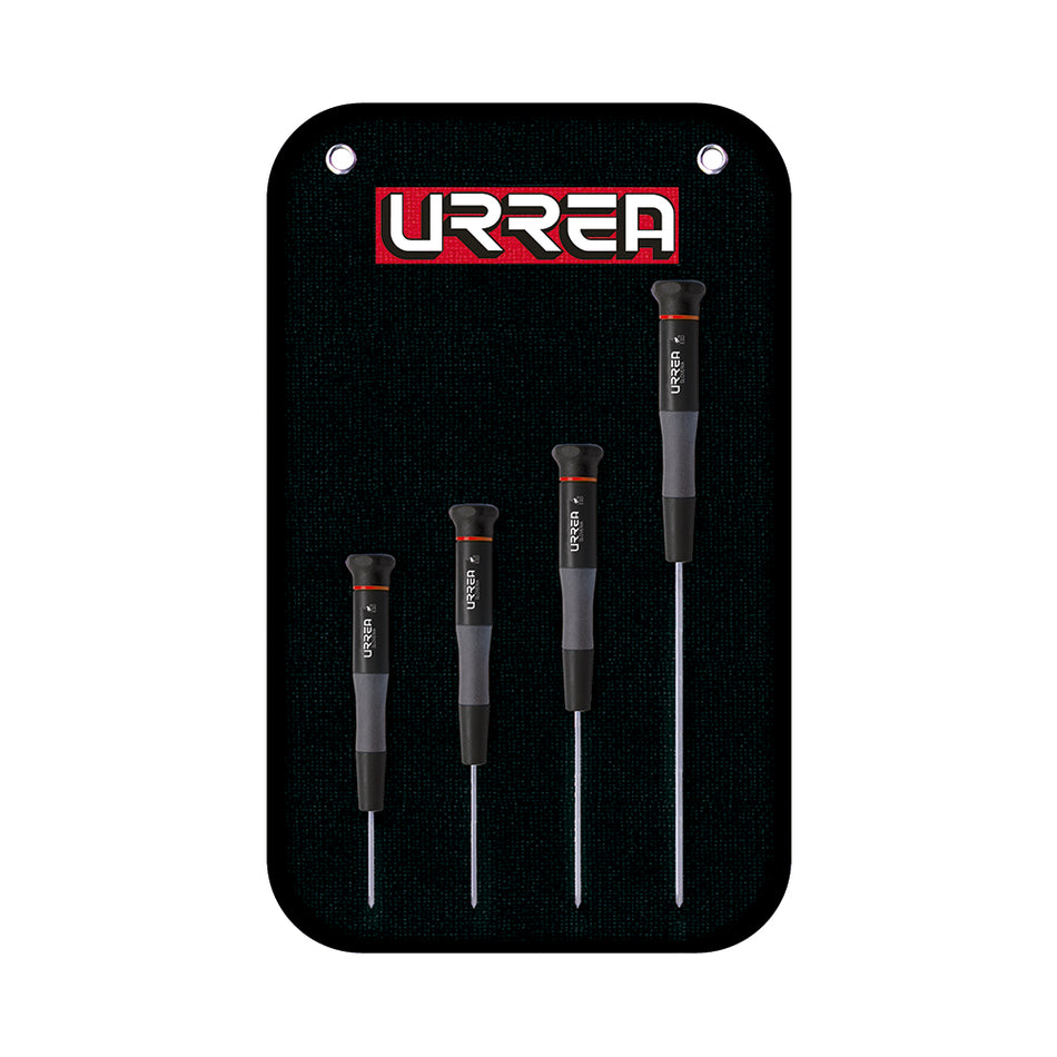 Juego de destornilladores de precisión ESD anti-estáticos punta Phillips,4 pz en estuche Urrea 9500BF