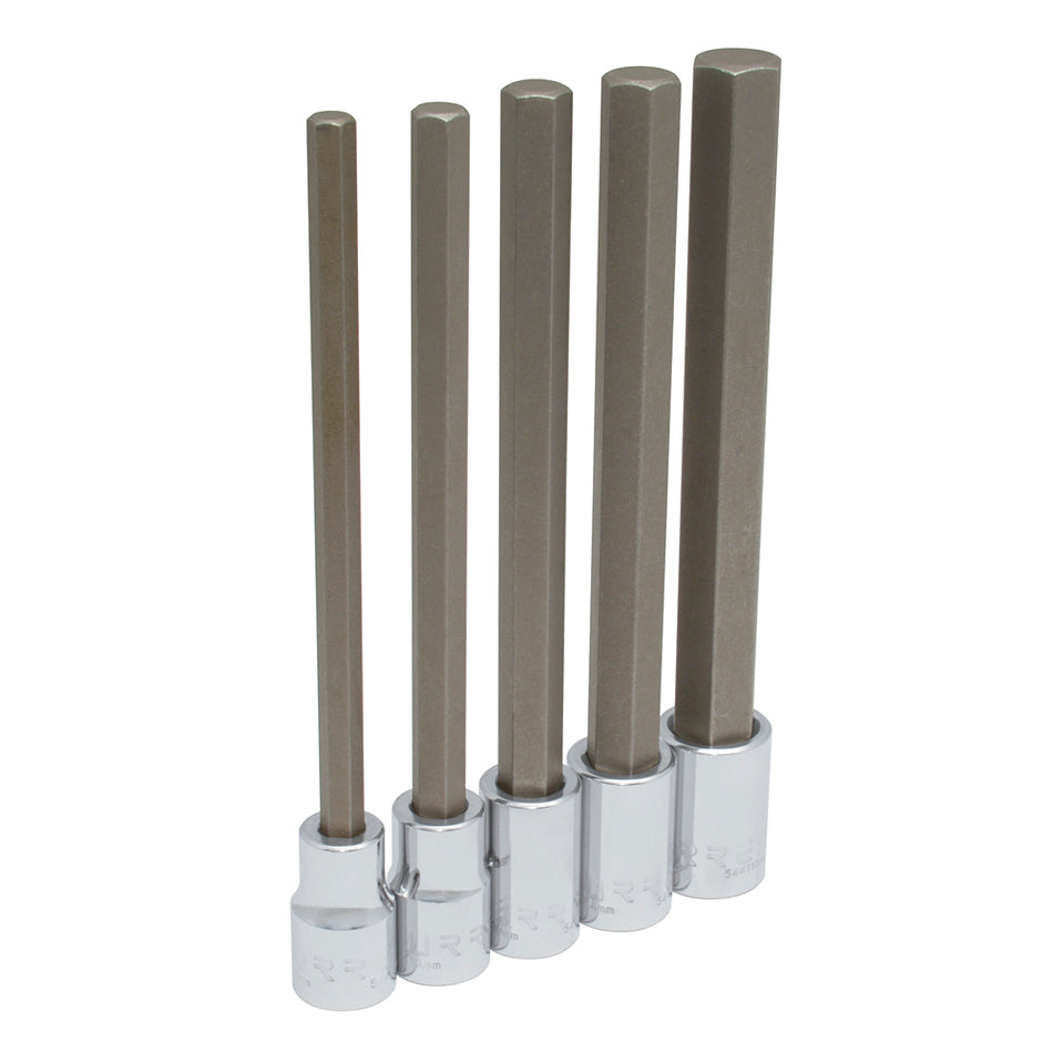 Juego de dados con punta hexagonal extra larga cuadro de 1/2", métricos, 5 piezas Urrea 5441M5L