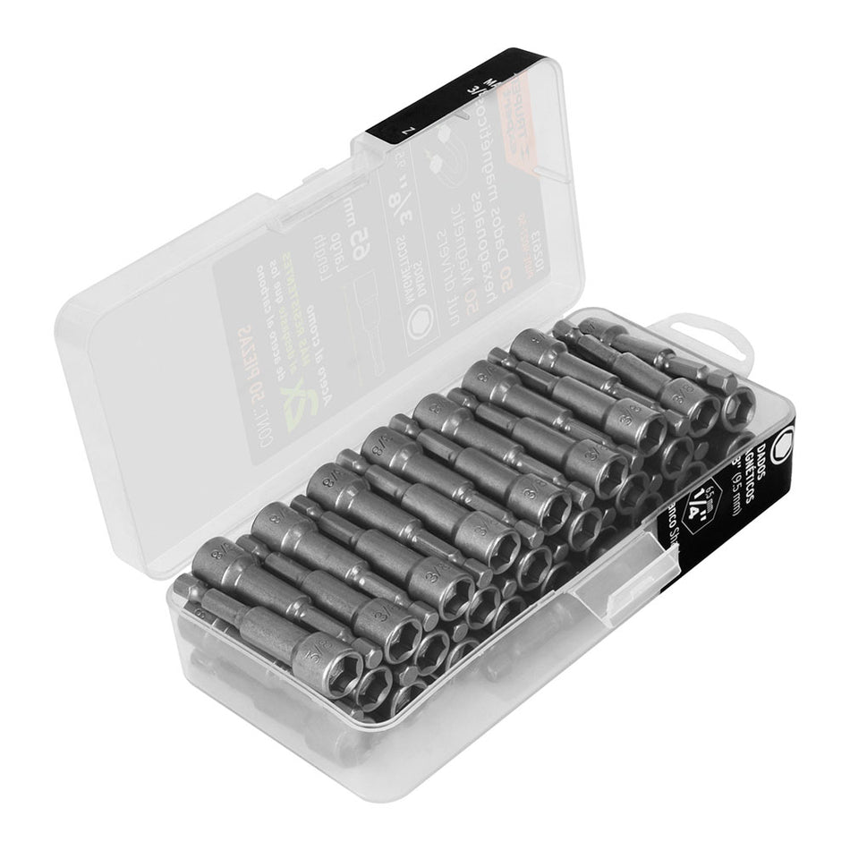 Estuche con 50 dados magnéticos de 3/8'