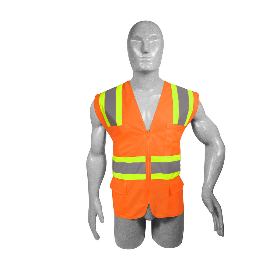 Chaleco de seguridad de alta visibilidad con cierre y 6 bolsas amarillo unitalla Surtek 137497