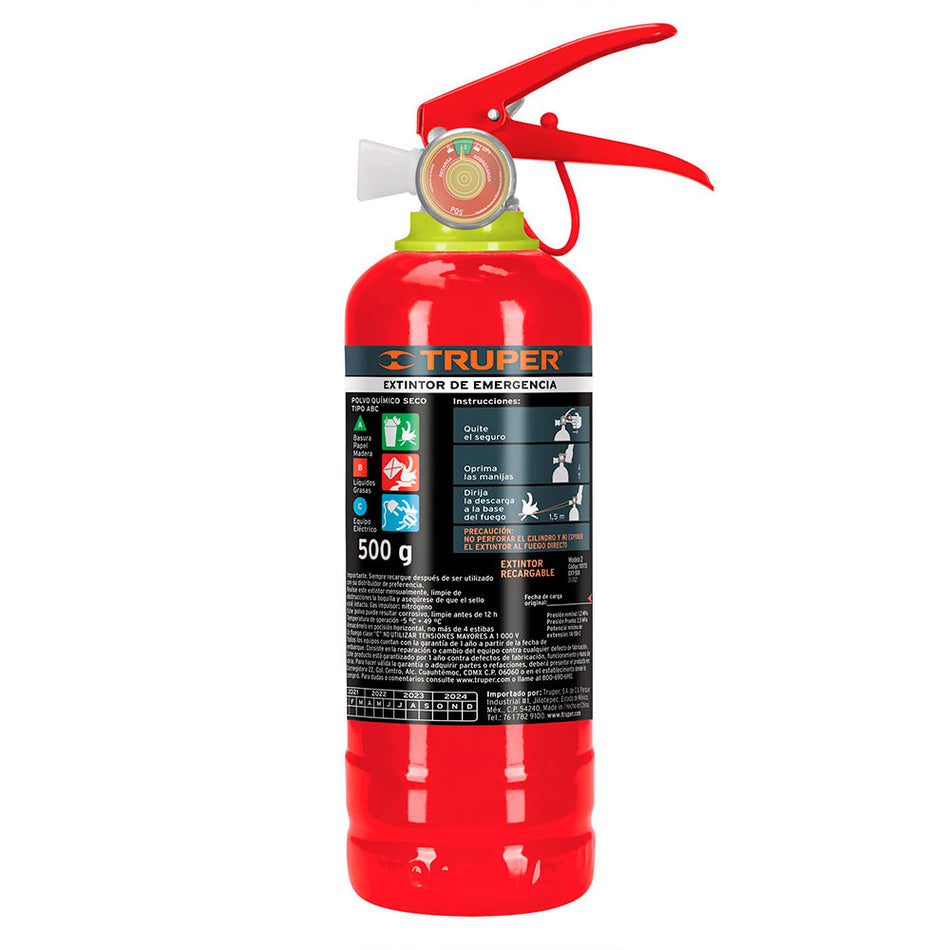 Extintor portátil recargable 0.5 kg, pol