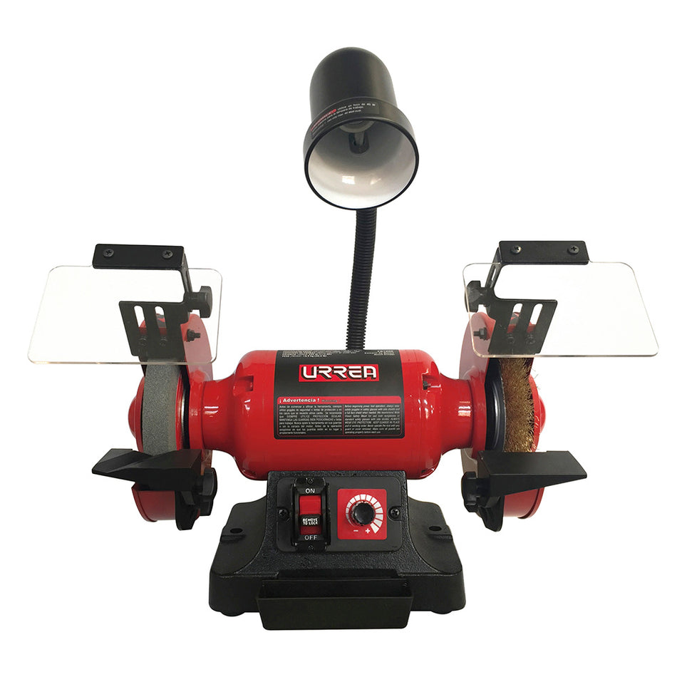 Esmeril de banco con base de acero 6" 1/3 HP 250 W 120 V, 3400 RPM Urrea EB1006