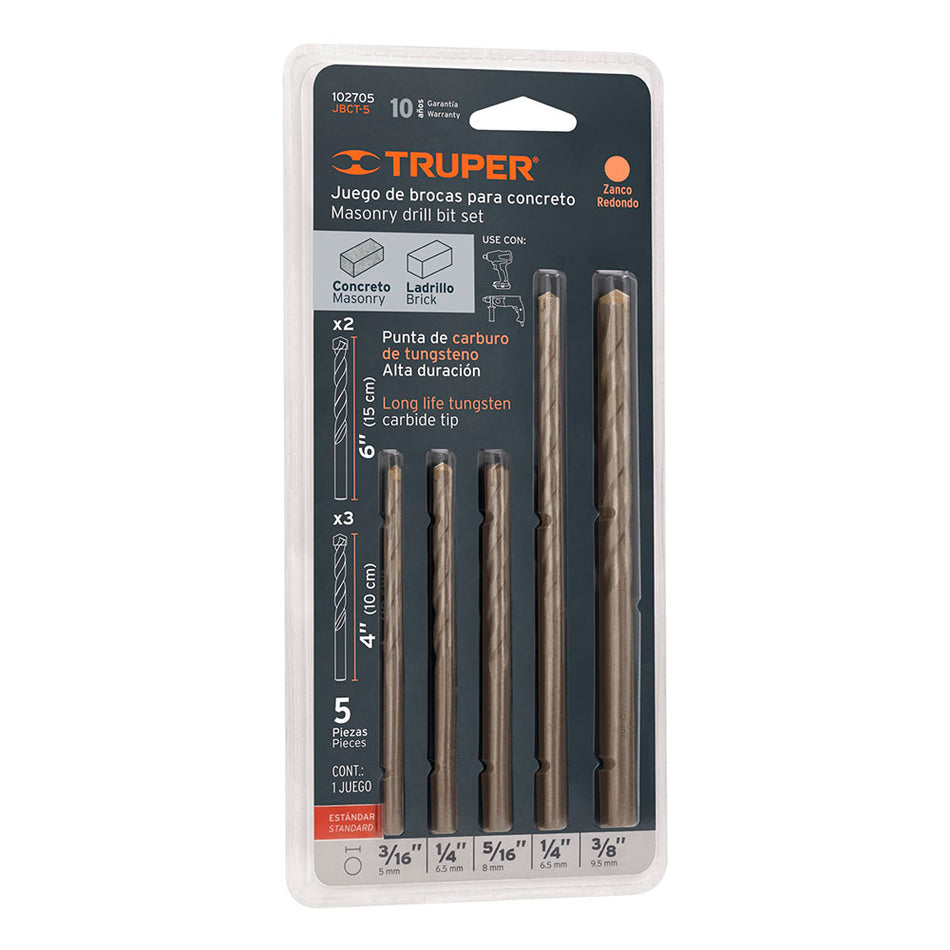 Juego de 5 brocas para concreto, Truper