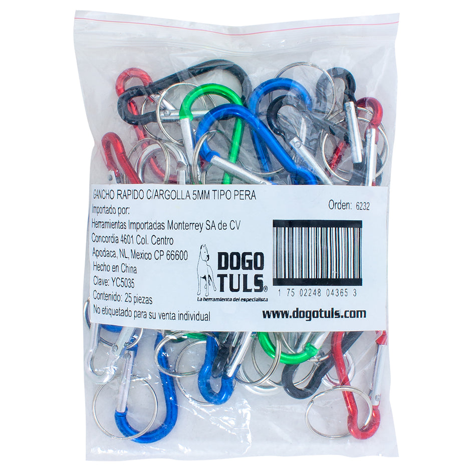 GANCHO RAPIDO C/ARGOLLA 5MM TIPO PERA DOGOTULS YC5035