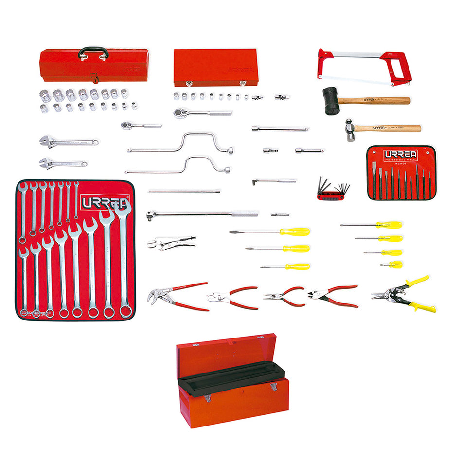 Juego básico industrial en pulgadas 86 piezas, con caja D7 Urrea 99401