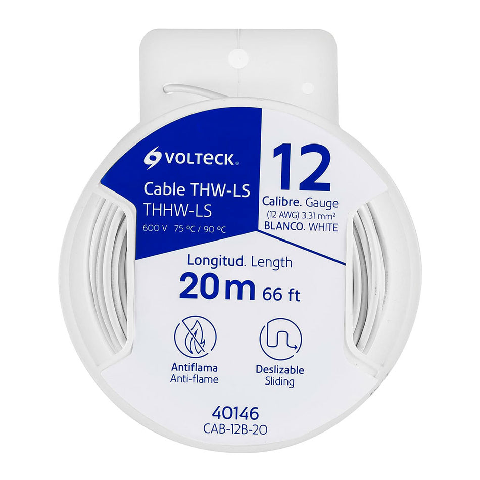 Carrete con 20 m de cable THHW-LS 12 AWG