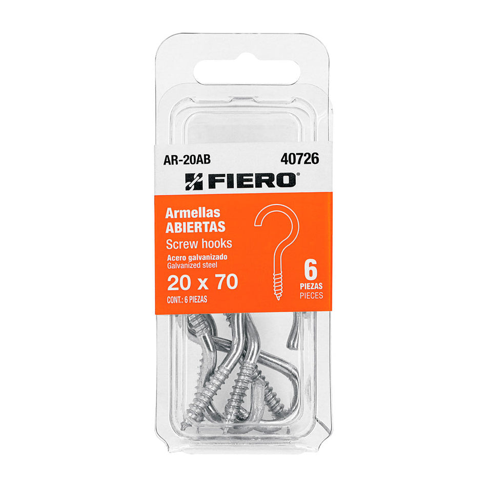Blíster con 6 armellas abiertas de 20 x