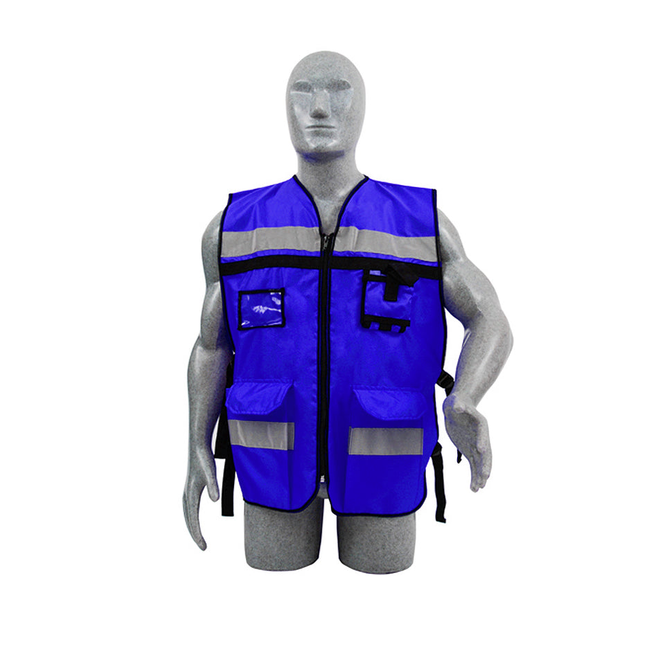 Chaleco de seguridad tipo supervisor abierto con reflejante azul rey unitalla Surtek 137592