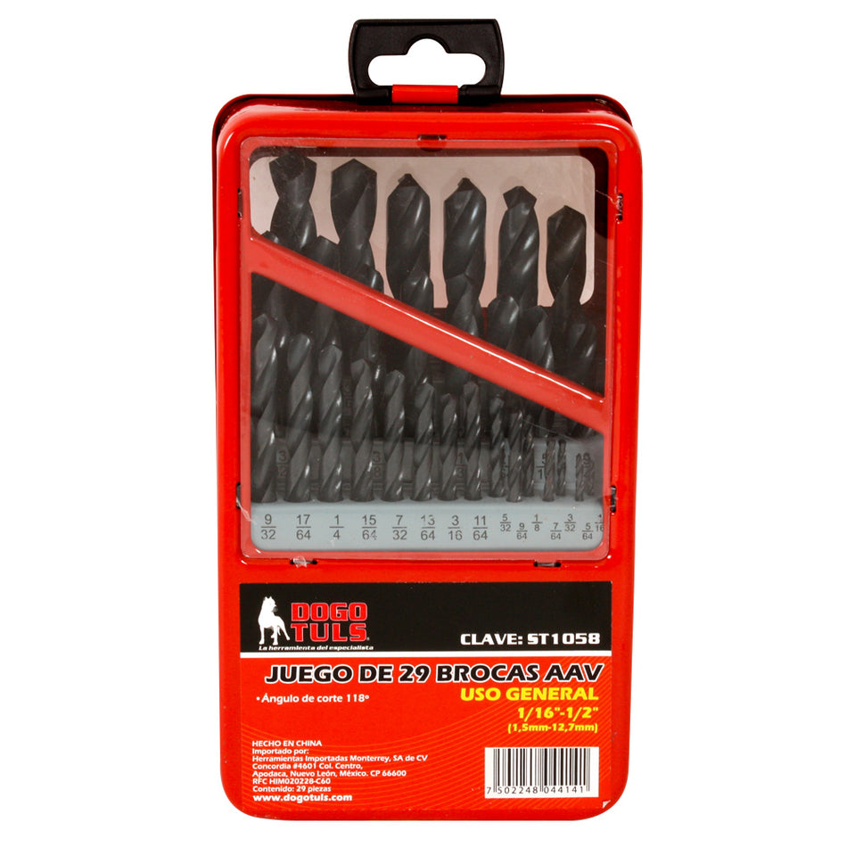 JUEGO 29 BROCAS USO GENERAL 1/16"-1/2" DOGOTULS ST1058