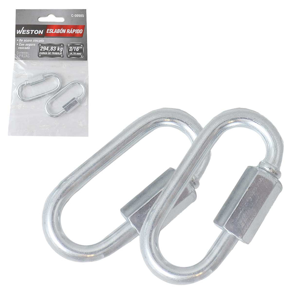 ESLABON RAPIDO ACABADO ZINC 3/16" X 49MM