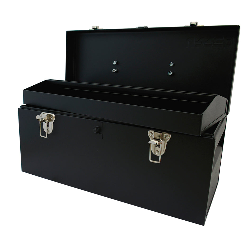 Caja portaherramientas metálica con asa metálica color negro 20" x 8" x 9" Urrea D6C20