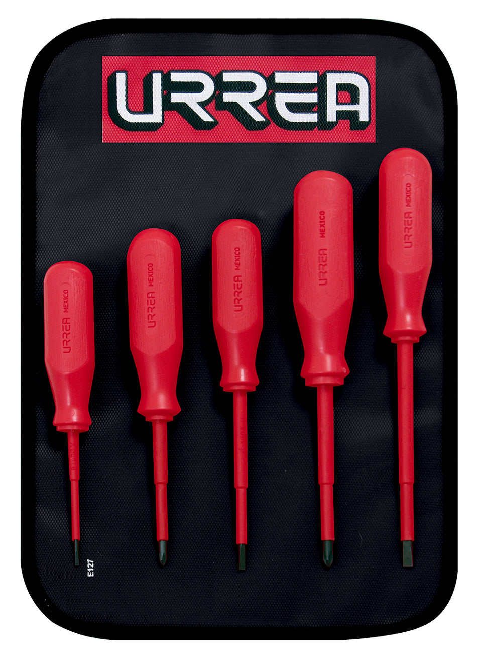 Juego de destornilladores rojos 1000 V, combinados, 5 piezas Urrea 9700C