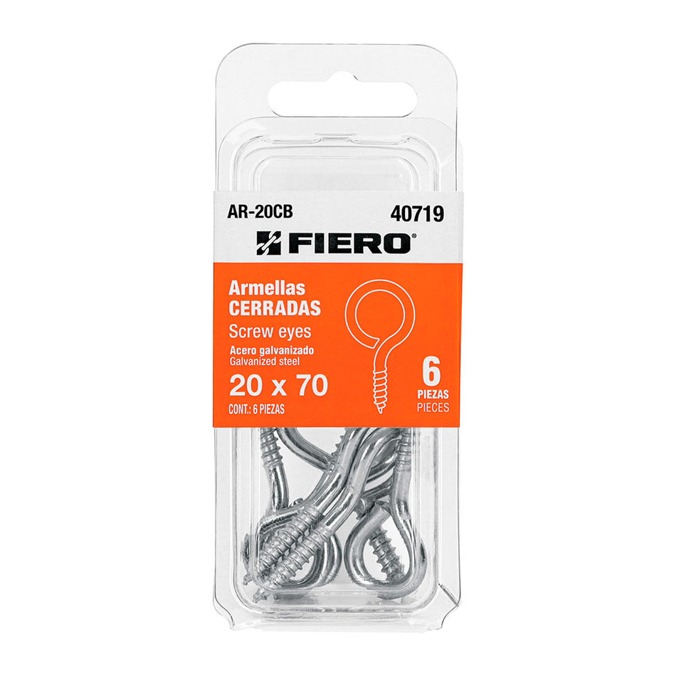 Blíster con 6 armellas cerradas de 20 x