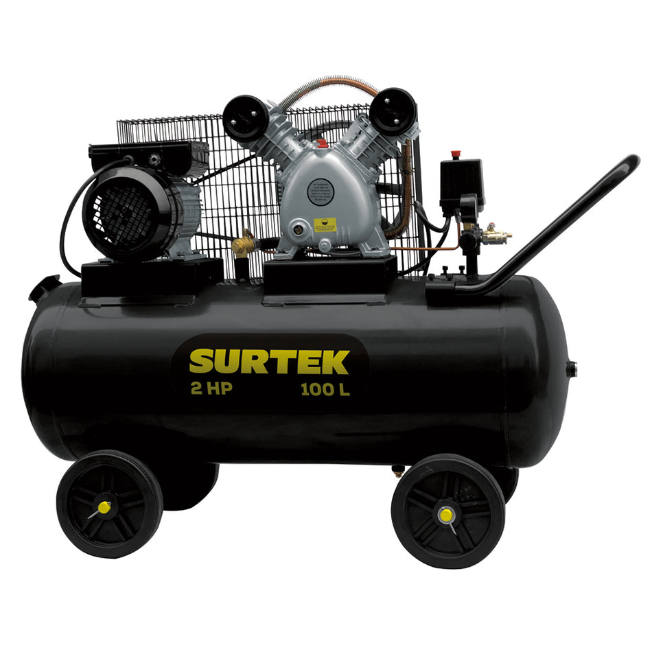 Compresor de aire eléctrico con transmisión de banda 100L, 2HP, 127V Surtek COMP6100B